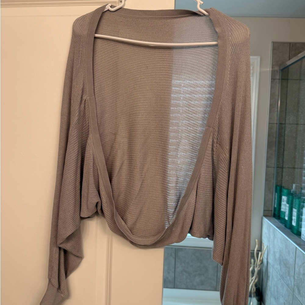 Light Gray Open-Front Women’s Sweater Cardigan